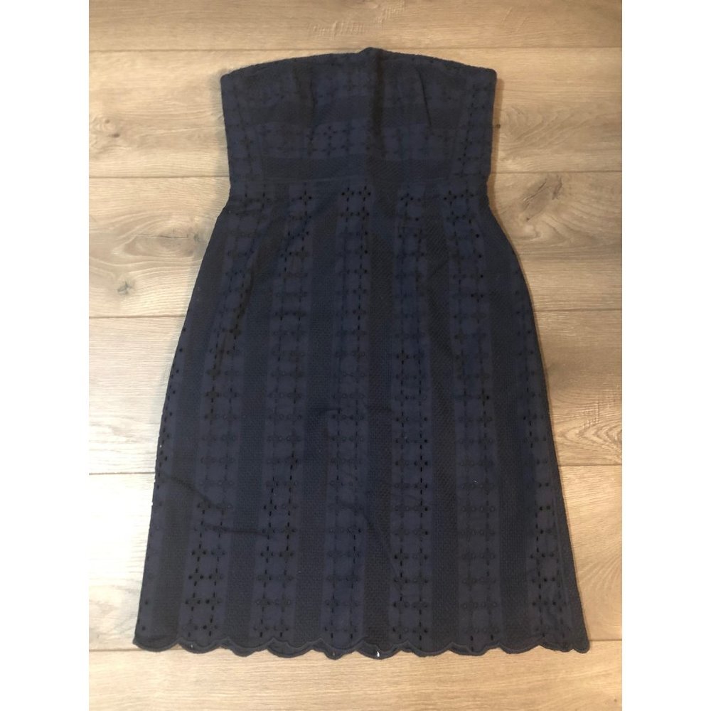 J. Crew Preppy Tube Dress in Blue Eyelet 100% Cotton 2